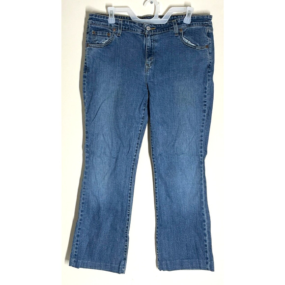 Levis Strauss 318 Jeans Womens Size S (15) Bootcut Mid Rise Denim Blue - Picture 1 of 7